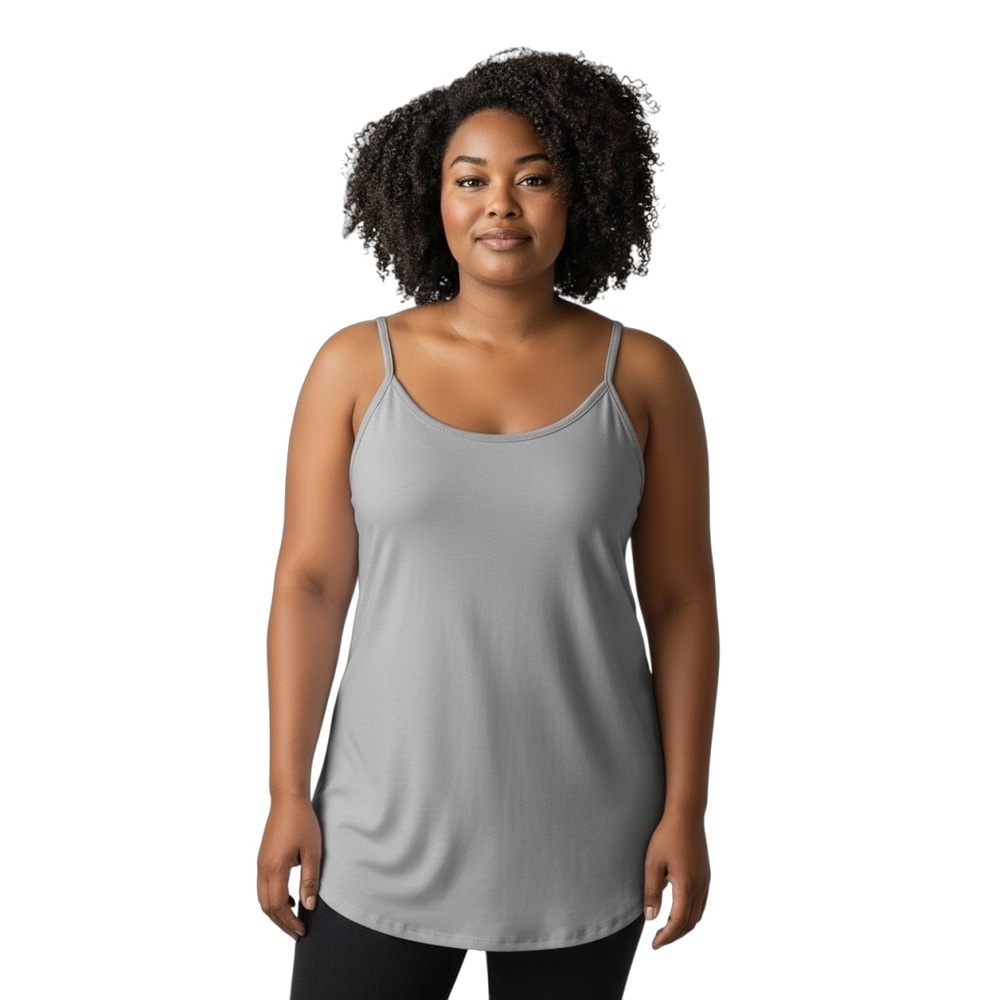 NWT Soft Gray Cotton Knit Sleeveless Tank Top 2X